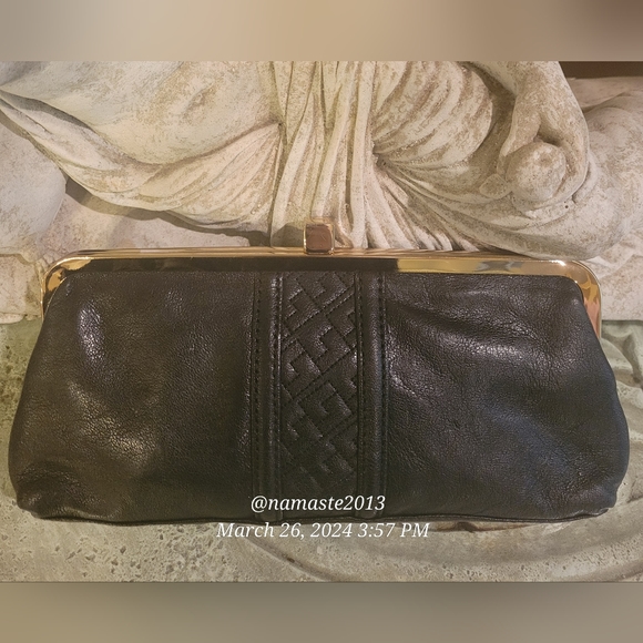 L.A.M.B. by Gwen Stefani Leather Clutch Luxury Designer Celebrity Black #745 - Picture 10 of 17